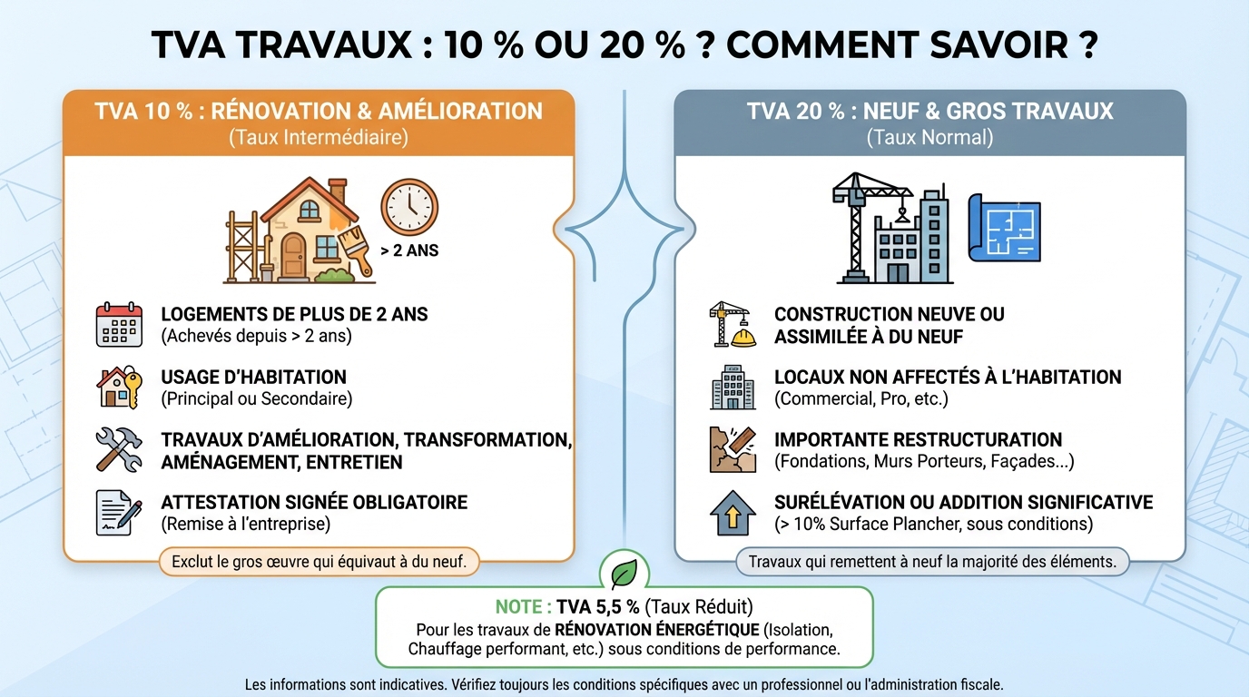 Travaux concernés par la TVA à 10 %