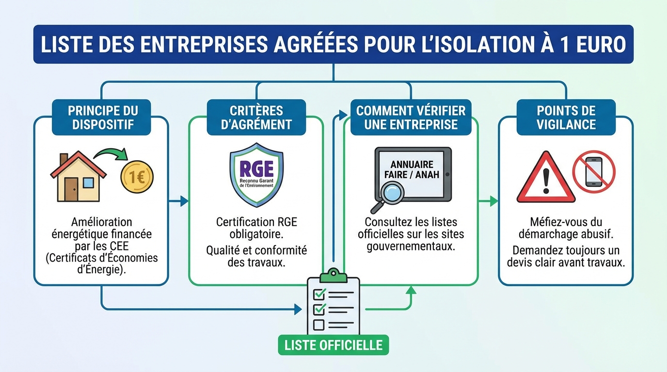 Liste des entreprises agréées pour l'isolation à 1 euro