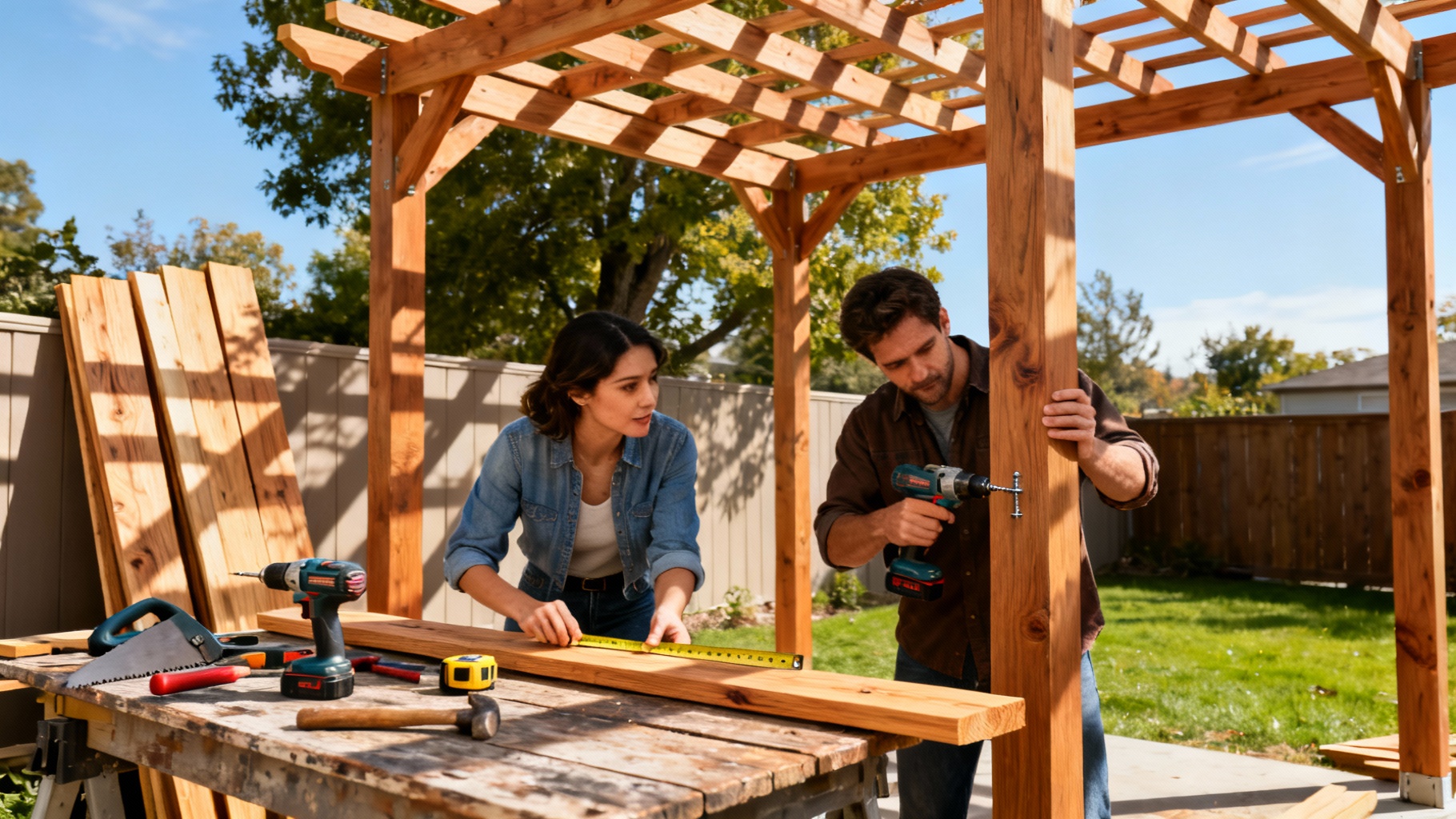 Construire une pergola en bois fait maison facilement